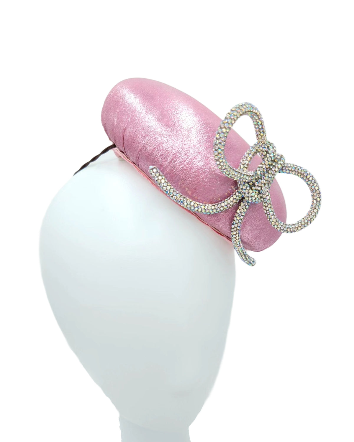 Pink Rhinestone Bow Metallic Pink Rhinestone Bow – Kimberly Clair Millinery