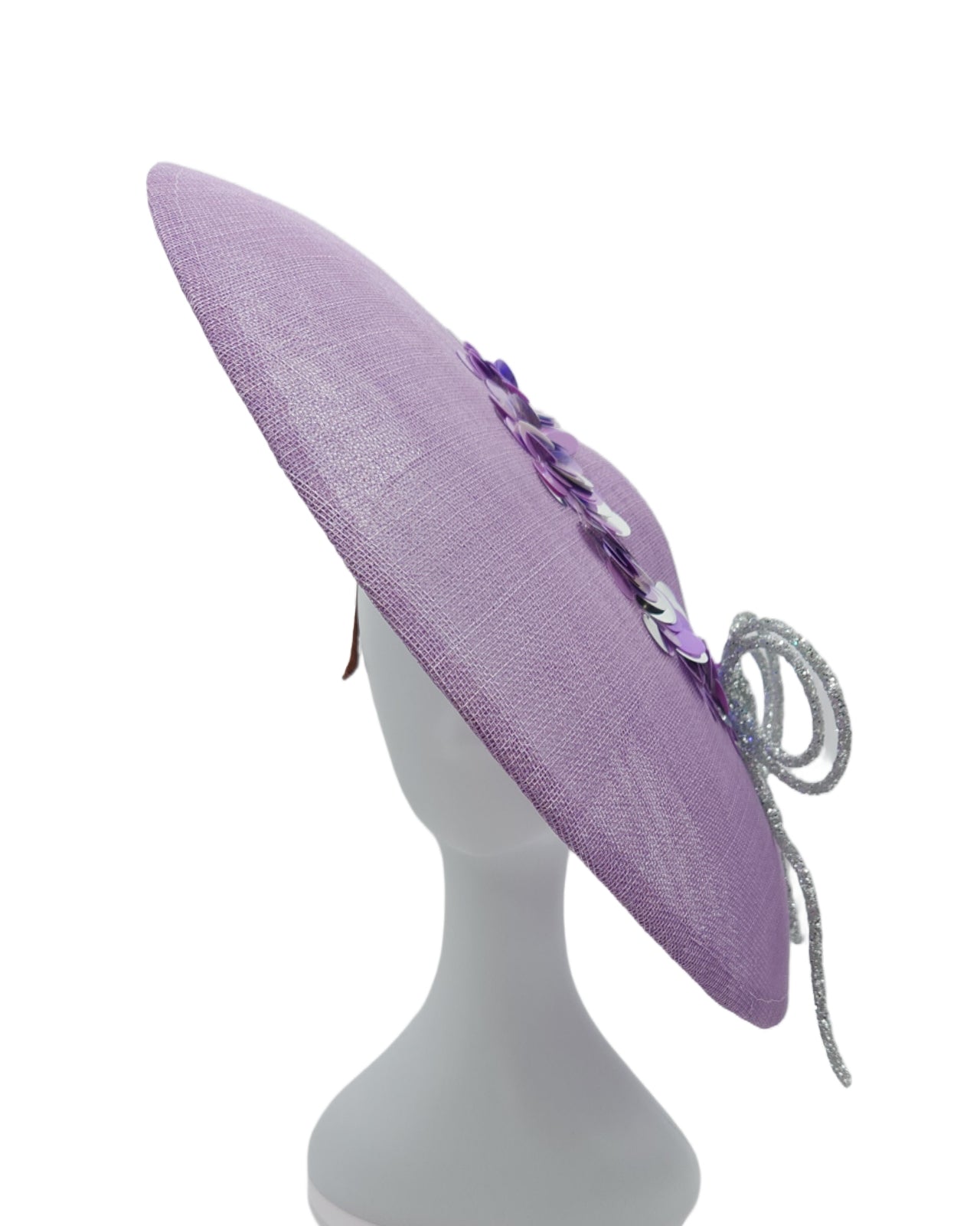 Lavender Sequined Wide Brimmed Hat