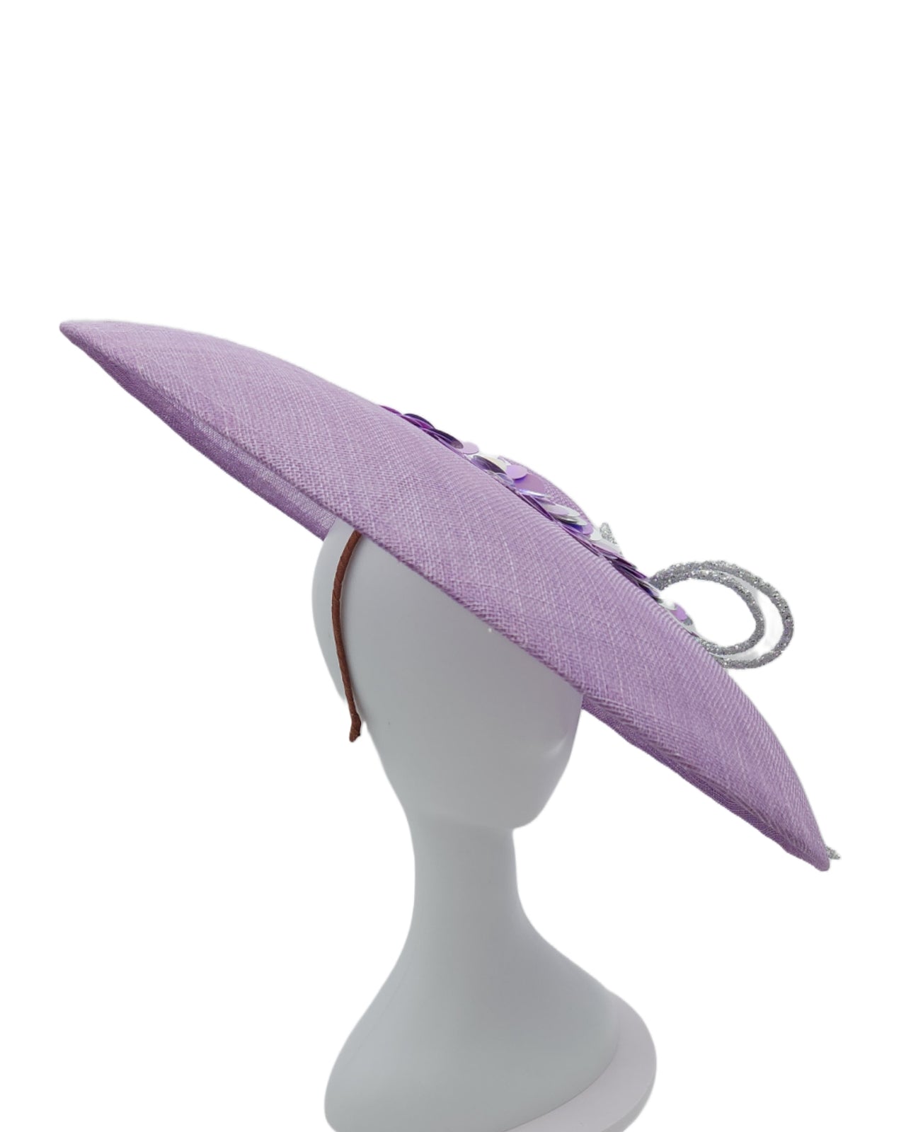 Lavender Sequined Wide Brimmed Hat