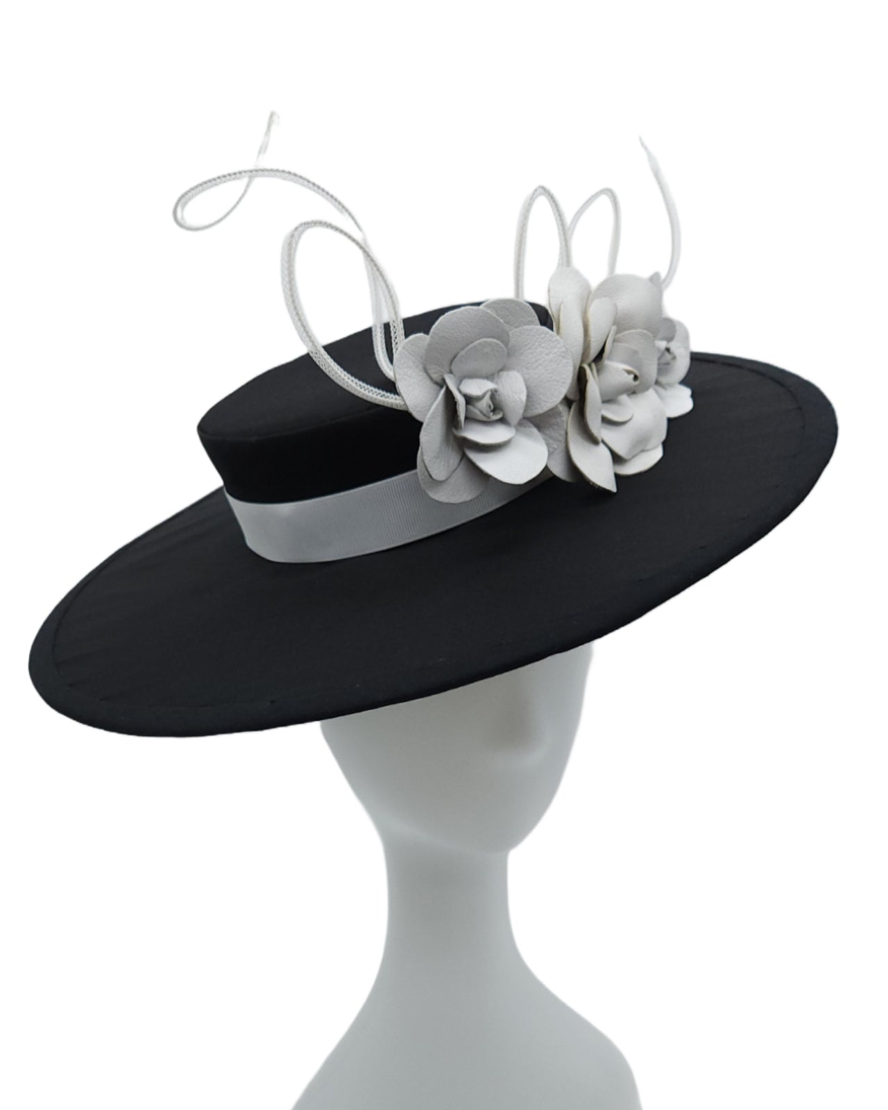 Black and White Floral Boater