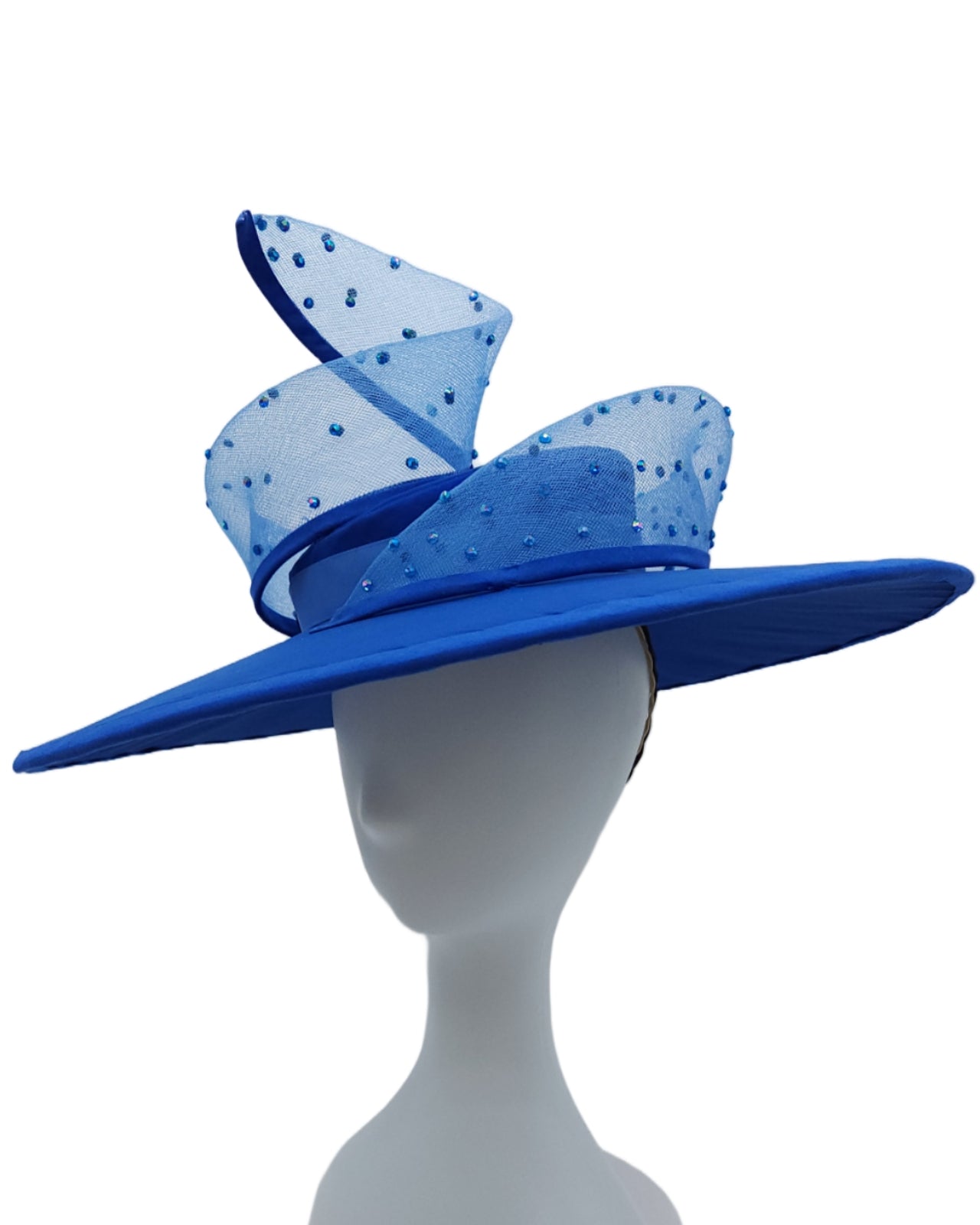 Royal Blue Crinoline Swirl Wide Brim