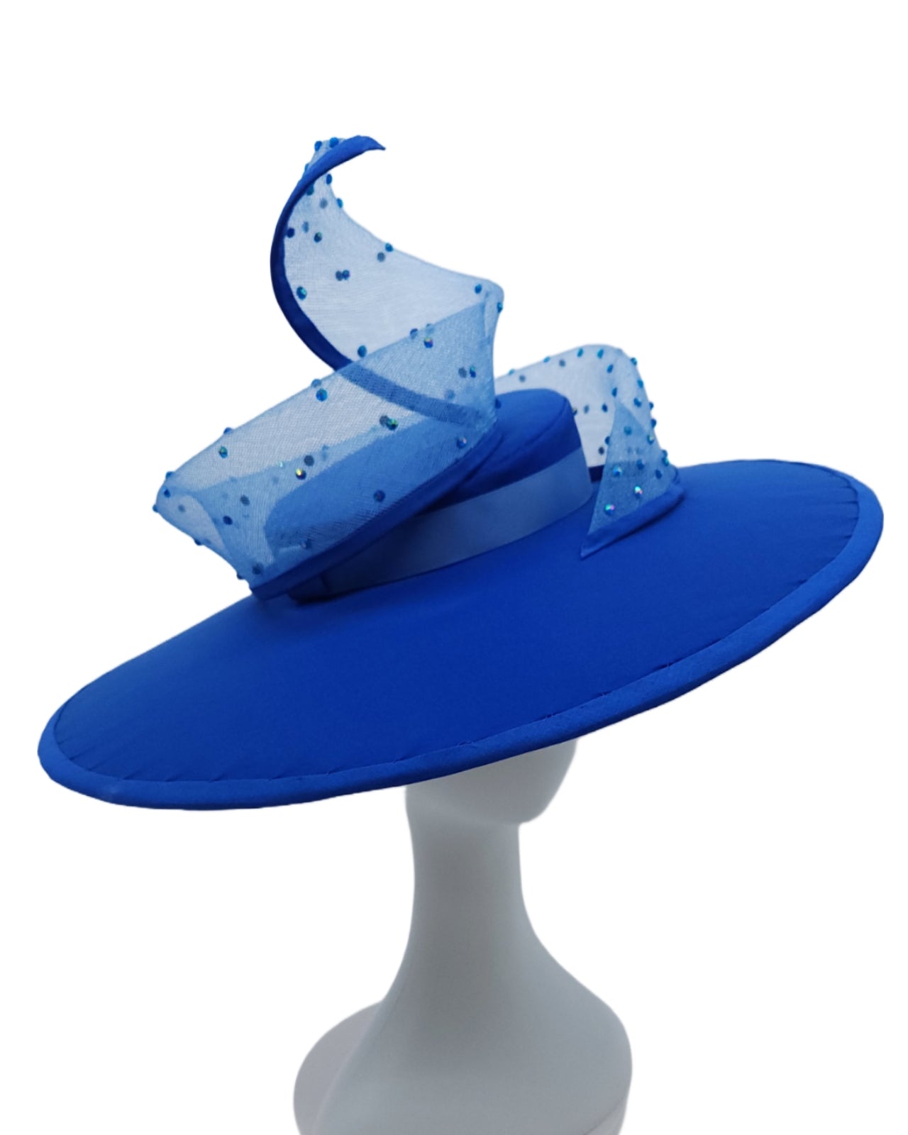Royal Blue Crinoline Swirl Wide Brim