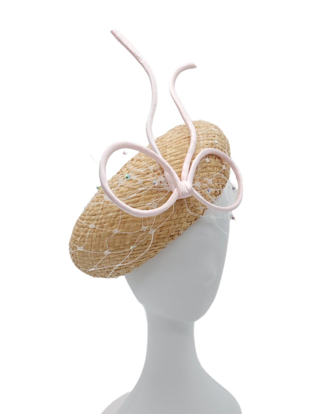 Oversized Straw Bow Beret