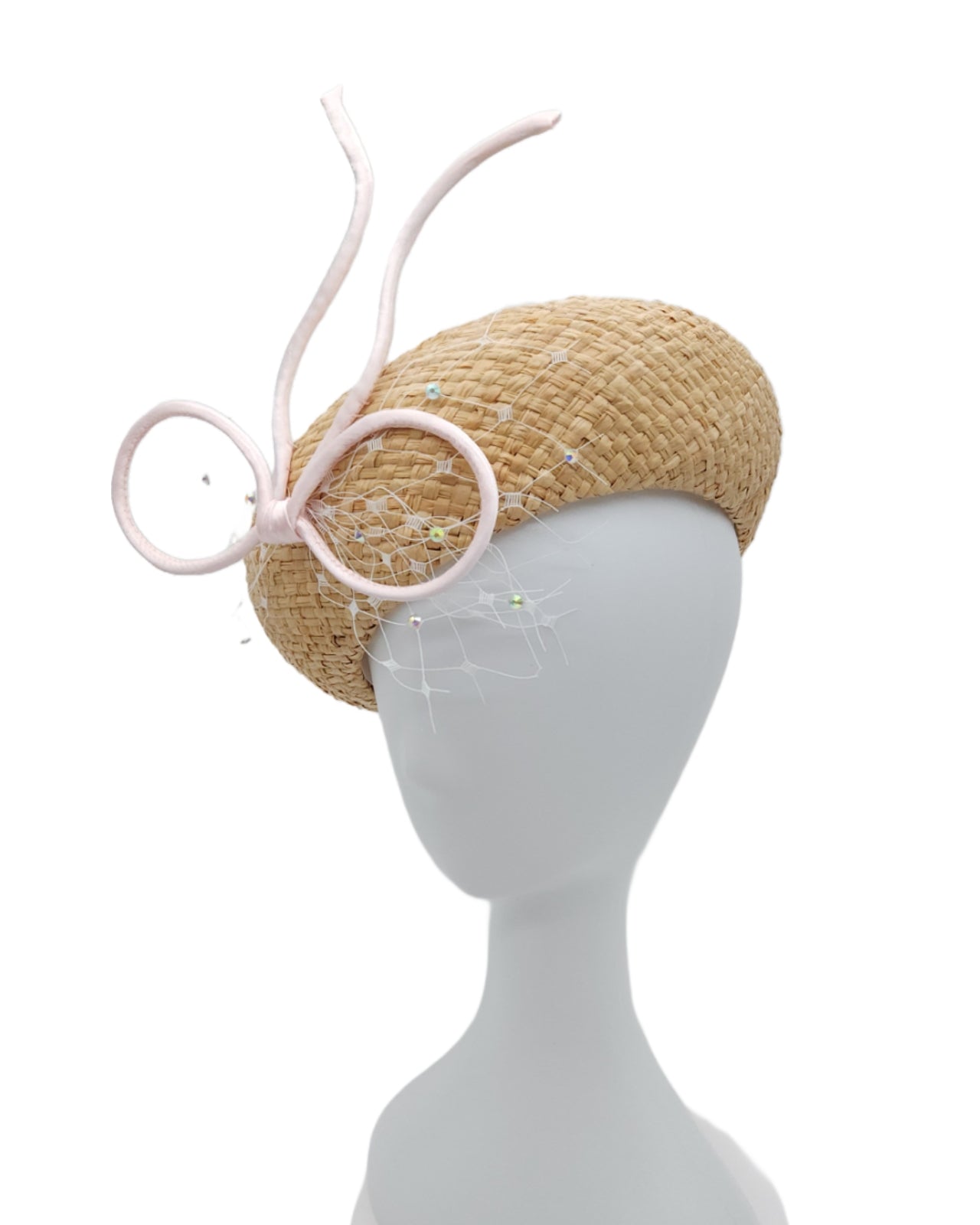 Oversized Straw Bow Beret