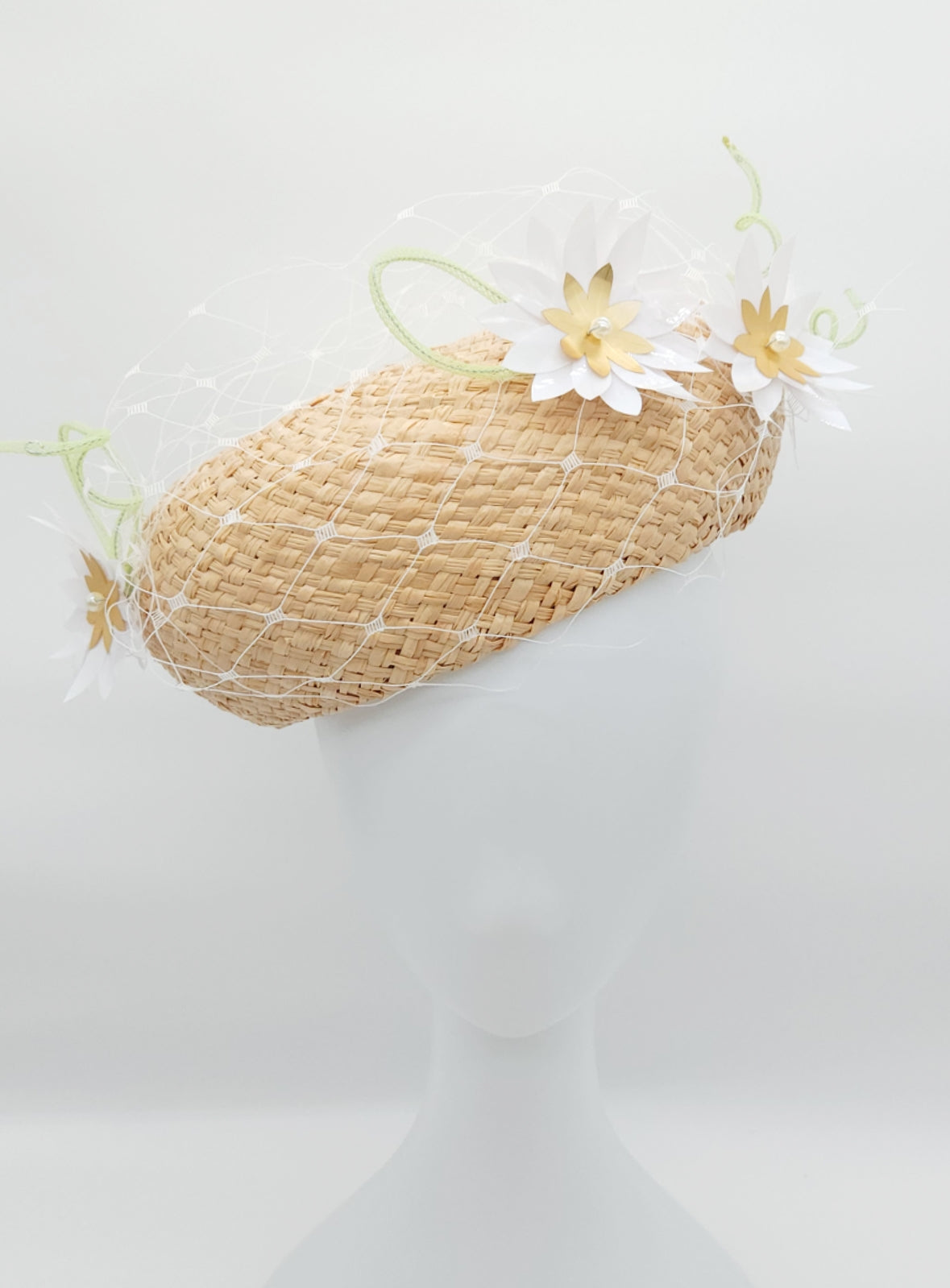 Oversized Floral Straw Beret