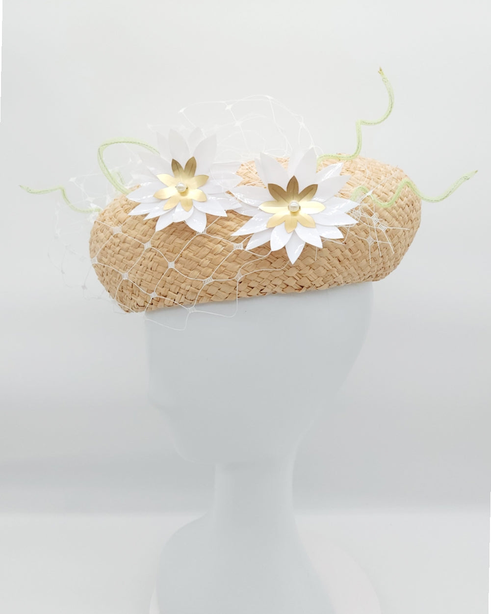 Oversized Floral Straw Beret