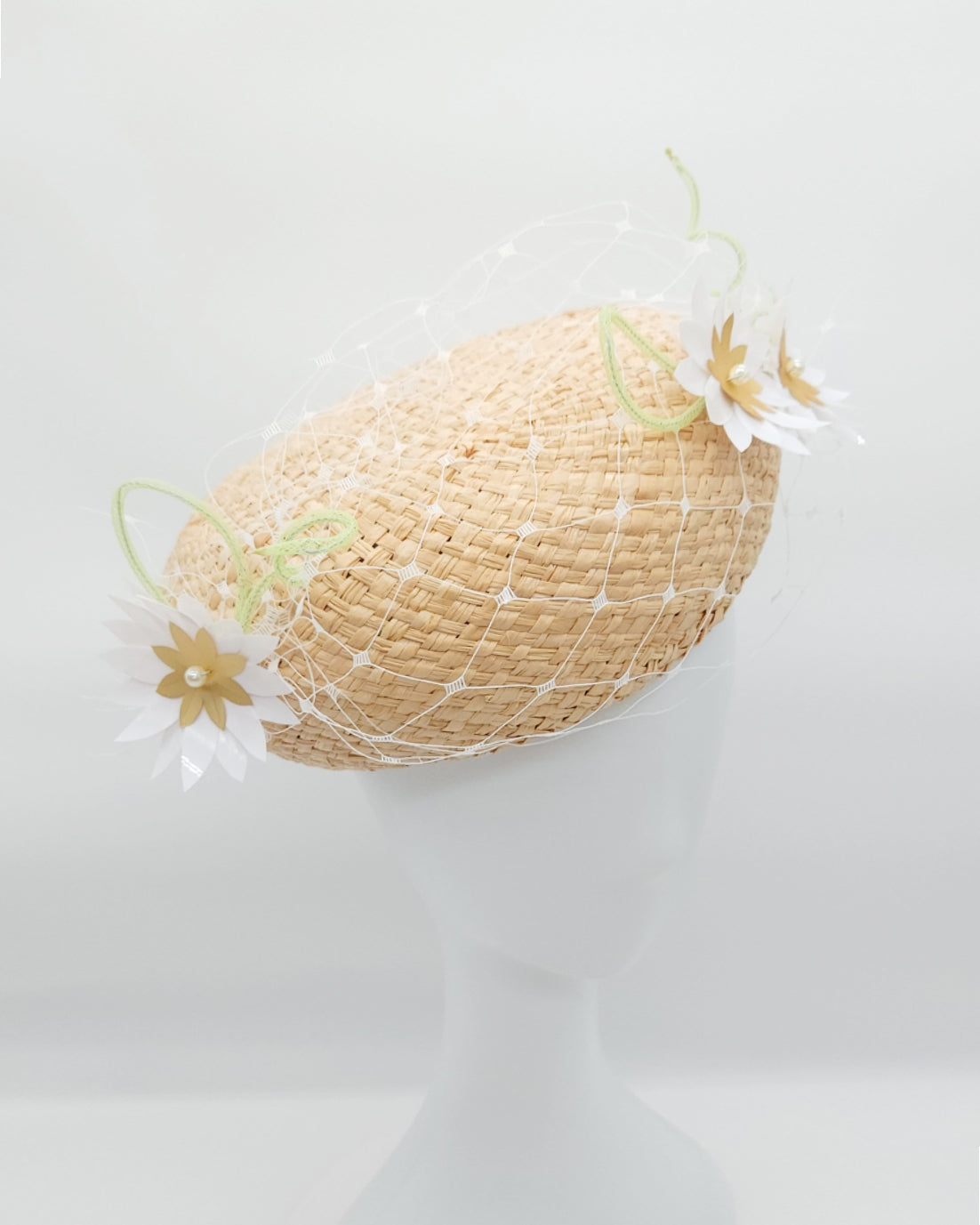 Oversized Floral Straw Beret